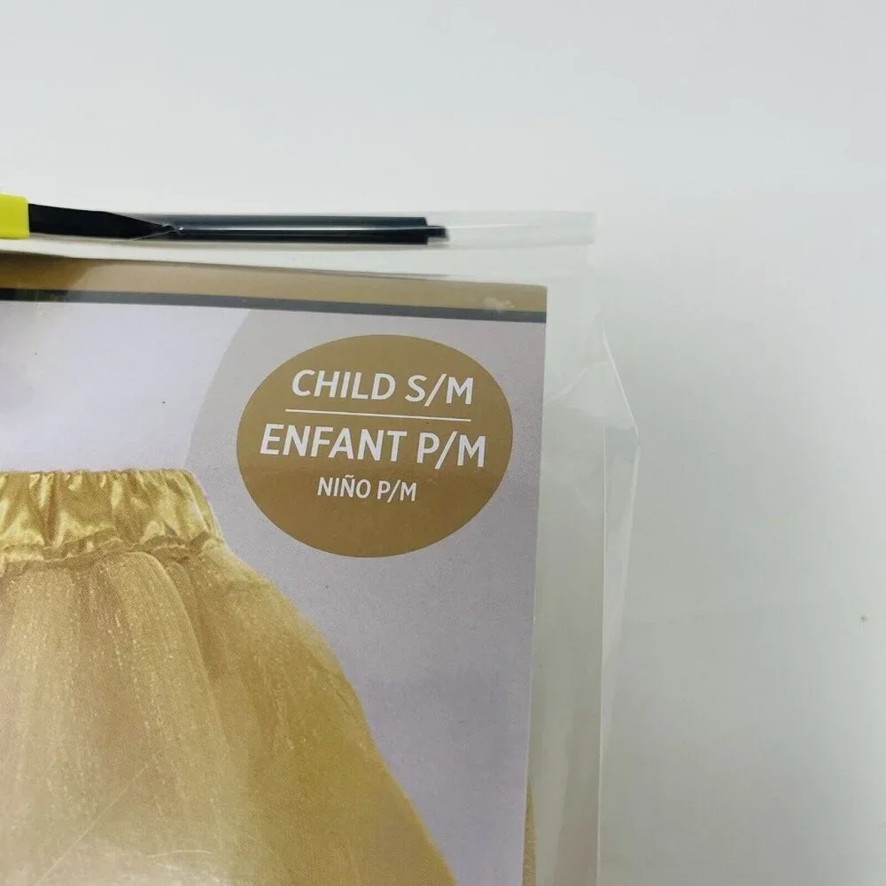 Youth Child Size S/M Mesh‎ Tutu Skirt Gold Ideal for Play Pretend Halloween 438